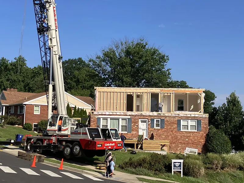 second story addition being built in Fairfax County by Carbide Construction
