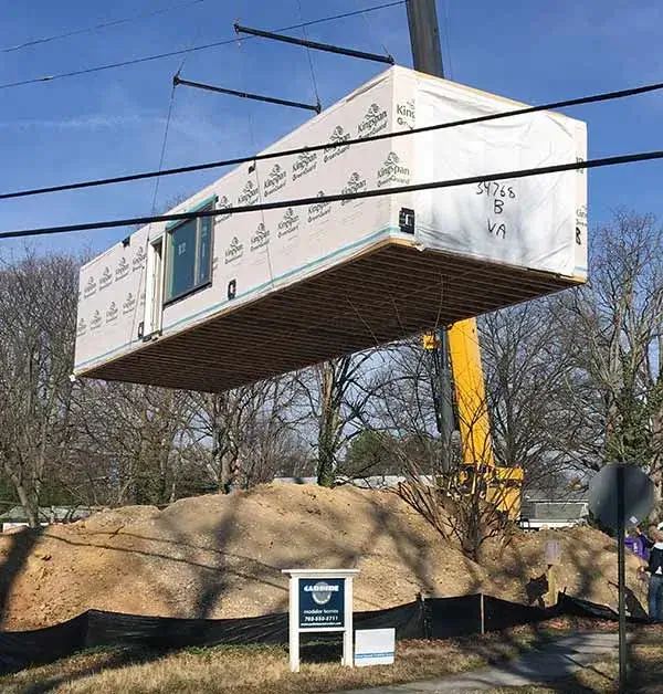 Crane placement Alexandria new modular home